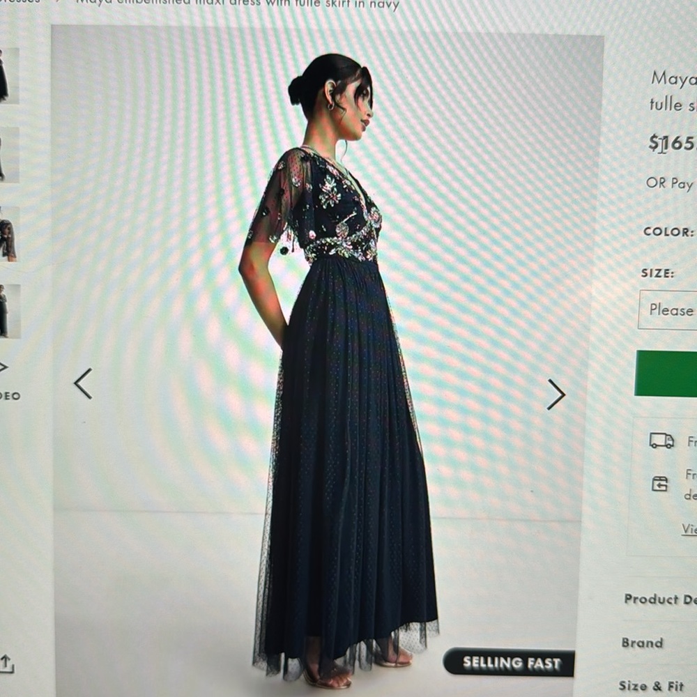 Beautiful gown for weddings. Navy blue - beautiful sequin flowers and details.